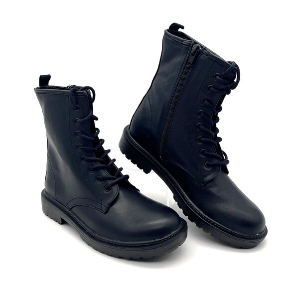 Mudd Shoes - Mudd Combat Boots Womens Size 6 Black Faux Leather Style MDMonti New In Box